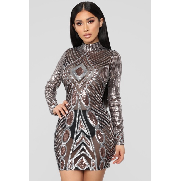 Fashion Nova Dresses & Skirts - FASHIONNOVA Silver Everything Paid For Dress